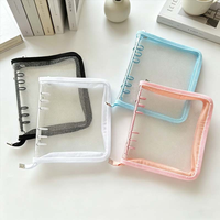 Carpeta Portadocumentos A6/A5 con Cubierta Brillante de PVC Suave, 6 Anillas, Estilo Moderno, Transparente, con Cierre, para Archivar, Planificador
