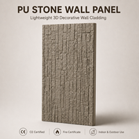 Panneau mural imperméable MORLENX en PU taupe imitation pierre, léger, texture rocheuse 3D pour façade de villa, extérieur, intérieur domestique