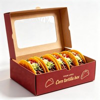 Boîte en papier biodégradable de qualité alimentaire, jetable, personnalisable, recyclable, pour tortillas de maïs, hamburgers, sandwichs, emballages de restauration rapide