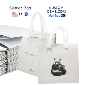 Custom White Non Woven Ripstop <b>Aluminum</b> <b>Foil</b> Takeout Lunch Cooler Bag <b>Disposable</b> Grocery Food Insulated Bag with logo - Product Image 1