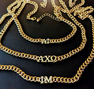 Jietao gruppi di confraternite personalizzate collana in acciaio inox greco lettera cordolo catena <span class=keywords><strong>oro</strong></span> placcato regalo di moda per le sorelle appannare gratis - Product Image 4