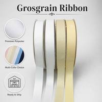 Ruban en gros-grain de polyester de qualité supérieure, prêt à être expédié, ruban tissé côtelé de couleur unie pour la décoration de boîtes à gâteaux