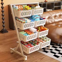Étagère à légumes sur pied, chariot de rangement multi-niveaux en métal avec roulettes, étagère multifonction pour collations, utilisation en cuisine