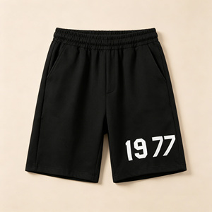 Shorts décontractés amples pour jeunes garçons, style vintage américain, numérotés 1977, longueur 5/4, tendance été, streetwear, fabrication directe usine OEM ODM - Product Image 4