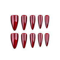 30 pièces boîte armure vente chaude Halloween portant presse sur ongles couleur unie rouge oeil de chat Nail Art peut être répété faux ongles