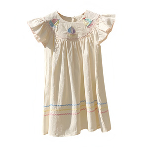 1 Pcs Custom Tag Floral Cotton Summer Infant Toddler Children Clothes <strong>Kids</strong> Girls Ruffled <strong>Dress</strong> - Product Image 1