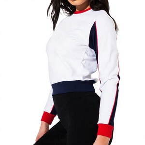 เสื้อสเวตเตอร์มีฮู้ดสีบล็อกสำหรับผู้หญิงแขนยาวถักนิตติ้งคอกลมสำหรับสวมใส่ลำลอง - Product Image 1