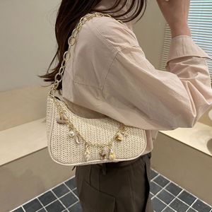 Bolso bandolera de cadena tejida a la moda 2026, nuevo bolso de tendencia - elegante bolso de hombro con perlas y correa de mano - Product Image 2