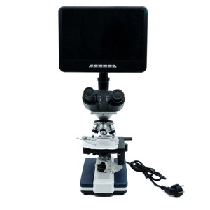 Microscope biologique composé avec écran LCD de 10,1 pouces, oculaire WF10X, objectifs achromatiques 4X-100X, condenseur d'Abbe - Product Image 1