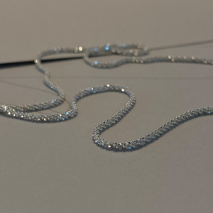 S925 Sterling <b>Silver</b> Necklace Women Minimalist <b>Choker</b> Chain Korean Light Luxury Everyday Wear Geometric Design - Product Image 2