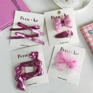 Doux arc perle enfants épingle à cheveux ensemble mode dentelle tissu casque avec fée <span class=keywords><strong>frange</strong></span> paillettes Snap pinces à cheveux pour les filles - Product Image 3