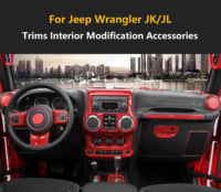 Pour Wrangler JK 2007-2017, kit de décoration intérieure rouge en ABS, ensemble complet de garnitures pour console centrale, tableau de bord, poignées de porte et levier de vitesses