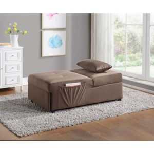 DB, 1 pieza, Banco de almacenamiento de madera maciza con mechones de terciopelo marrón, taburete de cama extraíble moderno portátil y ajustable, muebles - Product Image 2