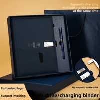 Bloc-notes multifonctionnel à feuilles mobiles avec recharge sans fil, clé USB et batterie externe, coffret cadeau Quanshun