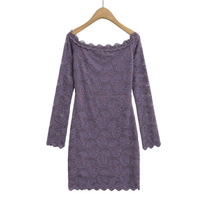สง่างามและดูมีระดับ ชุดเดรสลูกไม้สีม่วงแบบเปิดไหล่สำหรับฤดูร้อนนี้เหมาะสำหรับผู้หญิงที่มีรสนิยม (9583) - Product Image 5