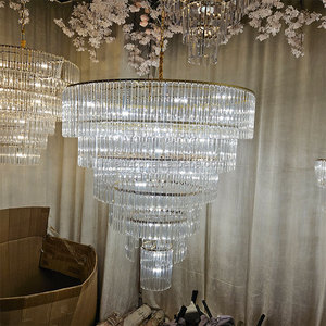 Fournitures de mariage lustre géant en or pour les événements de décoration de fête plafonniers suspendus à led claires - Product Image 3