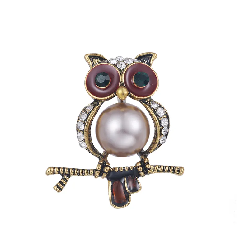 Ventes Directes d'usine Hibou Animal Grand Perle Bijoux Broche Acheter En Ligne