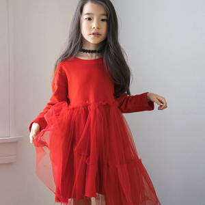 Nouvelle Robe Chinoise Moderne de Mariage Vintage en Dentelle Florale Rouge à Taille Empire pour Enfants - Product Image 3