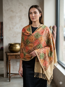 Traditional Embroidered Viscose Shawl Digital Print Long Fringe Winter <b>Scarf</b> Soft Warm Breathable Durable Elegant Fashion - Product Image 6
