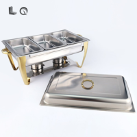 Hôtel Arabe de Luxe 9L Rectangle Miroir Poli En Acier Inoxydable Gaz Chafer Plat Brûleurs Pour Buffet De Luxe Réchauffeur De Nourriture Restauration