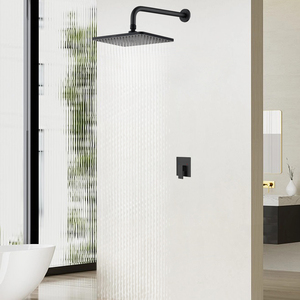 Soffione Doccia Fisso da Soffitto <span class=keywords><strong>Quadrato</strong></span> da 9 Pollici a Risparmio Idrico, Finitura Nera ad Alta Pressione con Effetto a Pioggia - Product Image 6