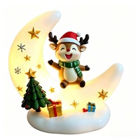 Lampe de nuit de Noël en résine avec figurine de bonhomme de neige, lampe LED chaude avec arbre et étoile, décoration de table de Noël, cadeau