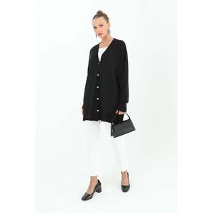 Túnica Básica Negra con Estampado Floral para Mujer, Marca Puane, Cómoda para Uso Diario, Manga Larga, Cuello Redondo, Estilo Casual - Product Image 1