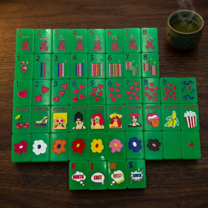 Jeu de Mahjong américain en acrylique translucide vert Pop Art, personnalisable en usine - Product Image 1