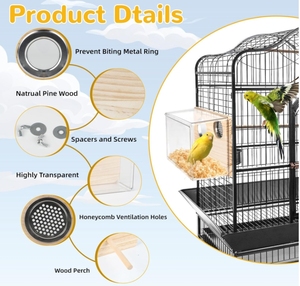 Şeffaf ahşap kuş evi şakayık papağan güvercin yetiştiriciliği kuluçka kutusu ile düğme kapatma sıcak ahşap kuş taşıyıcı - Product Image 2