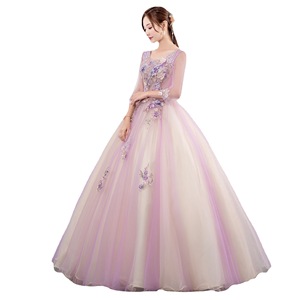 Women Long Tulle Stage Performance Dress Light Purple Elegant Off Shoulder Full Skirt For Solo Performance Art Exam - Product Image 5