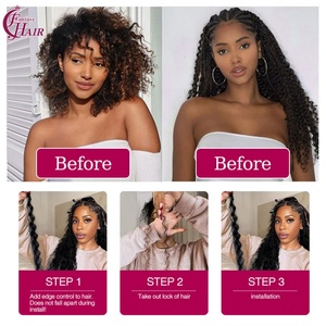 FH Venta al por Mayor # Extensiones de Cabello Virgen Brasileño Remy de Grado 350, Color Naranja Jengibre, Ondulado Profundo, Sin Trama, para Trenzas - Product Image 4