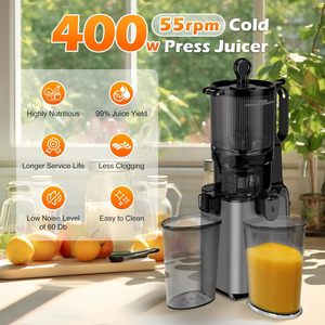 Extracteur <span class=keywords><strong>de</strong></span> jus à froid 2-en-1 avec <span class=keywords><strong>goulotte</strong></span> large <span class=keywords><strong>de</strong></span> 5,8 pouces, moteur silencieux 400W, nettoyage facile, protection contre la surchauffe pour légumes et fruits entiers - Product Image 6