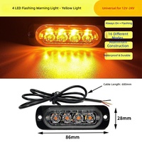 Nouvelles feux latéraux stroboscopiques 12V-24V en alliage d'aluminium pour camion, 4 LED haute luminosité, feux de freinage clignotants pour moto/voiture