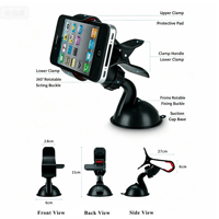 360 °   Support de téléphone rotatif à ventouse pour voiture, fixation universelle multi-scènes