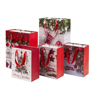 Индивидуальные портативные гладкие подарочные пакеты без запаха, биоразлагаемые рождественские упаковочные уникальные рождественские крафт-бумажные пакеты с логотипом