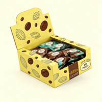 Boîte de présentation personnalisée pour chocolats et bonbons, emballage de vente au détail prêt à l'emploi avec système de déchirement, pour barres énergétiques