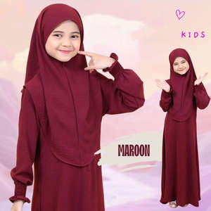 2025 Sharut tam uzunlukta Khimar Abaya seti toptan islam Eid namaz elbise yumuşak krep 2 parça çocuklar kızlar Abaya Khimar ile Set - Product Image 1