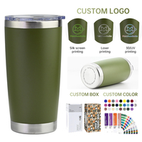 Taza de Viaje de Acero Inoxidable para Café, Sin Grabar, con Aislamiento al Vacío de Doble Pared, Recubrimiento en Polvo, 20 oz 30 oz, con Logo Personalizado