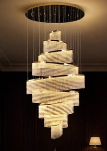 Lampadario in Cristallo per Decorazione Interna, Lampada per Scale, Chandelier Grande Personalizzato in Acciaio Inox per Villa, Adatto per Soggiorno e Ingresso - Product Image 3