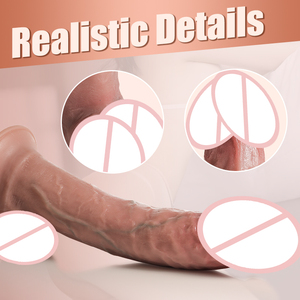 12.99인치 리얼한 질감의 갈색 페니스, 남녀 오르가즘을 위한 두껍고 확대된 딜도, 성인용품점 남성용 항문 장난감 - Product Image 4