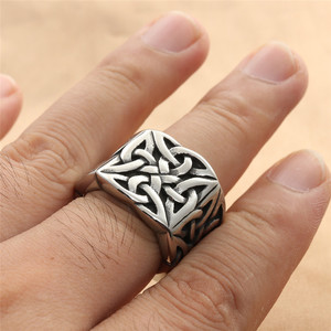 Viking Style Titanium Steel <b>Ring</b> <b>Silver</b> Men's Punk Geometric Design Gift Jewelry 280687 - Product Image 4