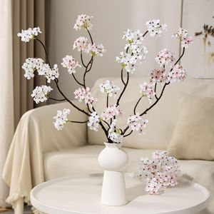 Branche de fleur de poirier artificielle Meng Jie, fleur en soie blanche et rose pour la décoration de la maison, mariage, arrangement floral - Product Image 1