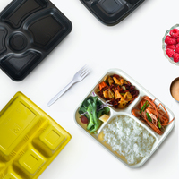 Boîtes à lunch Bento Unisupply 36 oz à 4 compartiments, contenants alimentaires en plastique à emporter avec couvercles