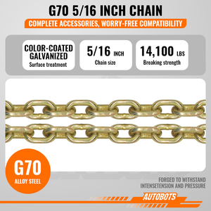 Бесплатный образец: Канат для лебедки эвакуатора AUTOBOTS 5/16 3/8 G70, кованые буксировочные цепи V-образной формы с J-образными крюками, буксировочная цепь с J-образным крюком - Product Image 4