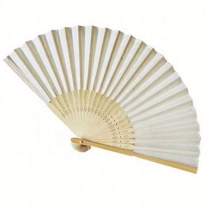 Abanicos de mano plegables de seda con varillas de bambú huecas para fiestas, regalo de boda, abanico personalizado - Product Image 1