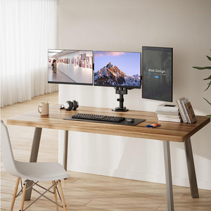 Bras de <span class=keywords><strong>moniteur</strong></span> triple ergonomique réglable <span class=keywords><strong>en</strong></span> <span class=keywords><strong>hauteur</strong></span> pour 3 moniteurs avec support de bureau <span class=keywords><strong>en</strong></span> acier robuste - Product Image 5