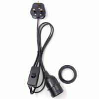 Lampe de sel de l'Himalaya avec fil personnalisé, prise UK, douille E26 E27, fil de 1,8 m, noir et blanc, interrupteur 303, cordon d'alimentation en plastique