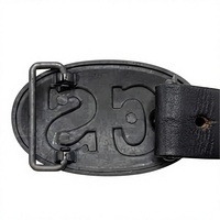 Boucle de ceinture ovale gaufrée CS style vintage avec sangle en cuir véritable noir – Accessoire métallique durable pour vêtements décontractés M. Ahmed