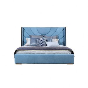 Luxuriöses Kingsize-Bettgestell mit Kopfteil aus Italienischem Leder, Minimalistisches Modernes Bett mit Stauraum und Gepolstertem Ottoman - Product Image 1