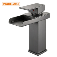 Mitigeur thermostatique monocommande moderne en acier inoxydable noir pour lavabo, avec cartouche céramique, pour eau chaude/froide